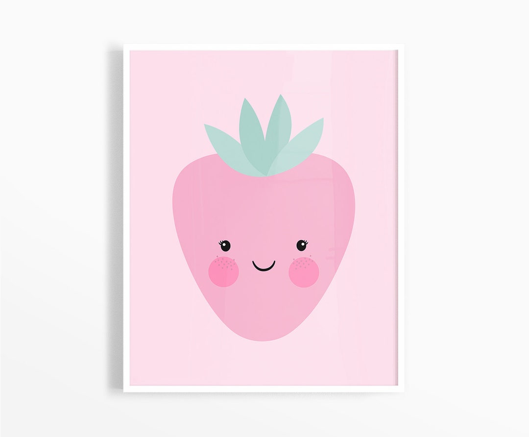 Strawberry Art Print Baby Girl Nursery Printable Kids Decor Etsy