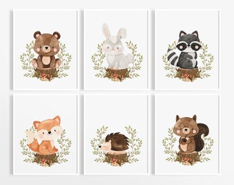 Woodland Nursery Decor, Gender Neutral Nursery, Printable Nursery Wall Art, Woodland Animals Nursery, Animal Prints For Nursery