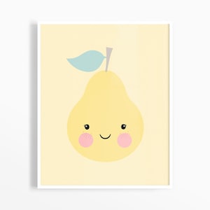 Pear Art Print, Baby Girl Nursery, Girls Room Decor, Nursery Wall Art, Fruits Art Print, Playroom Decor, Pear Printable Art