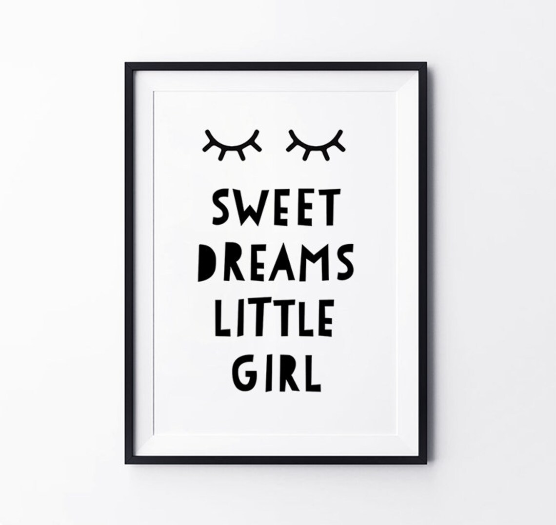 Sweet Dreams Little Girl Art Print Eyelashes Print Instant Etsy