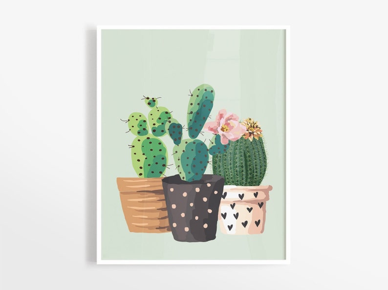 Cactus Art Print, Rustic Home Decor, Botanical Print, Printable Wall Art, Cactus Printable, Instant Download image 1