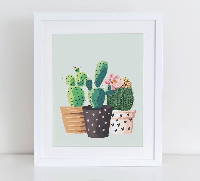 Cactus Art Print, Rustic Home Decor, Botanical Print, Printable Wall Art, Cactus Printable, Instant Download image 2