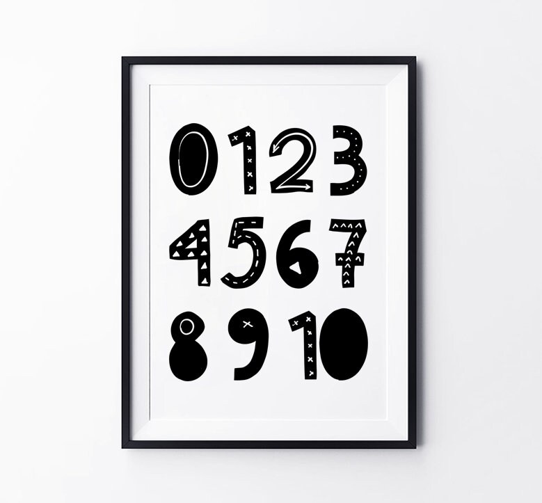 Numbers Art Print Instant Download Numerals Print Nursery Etsy