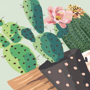 Cactus Art Print, Rustic Home Decor, Botanical Print, Printable Wall Art, Cactus Printable, Instant Download image 4