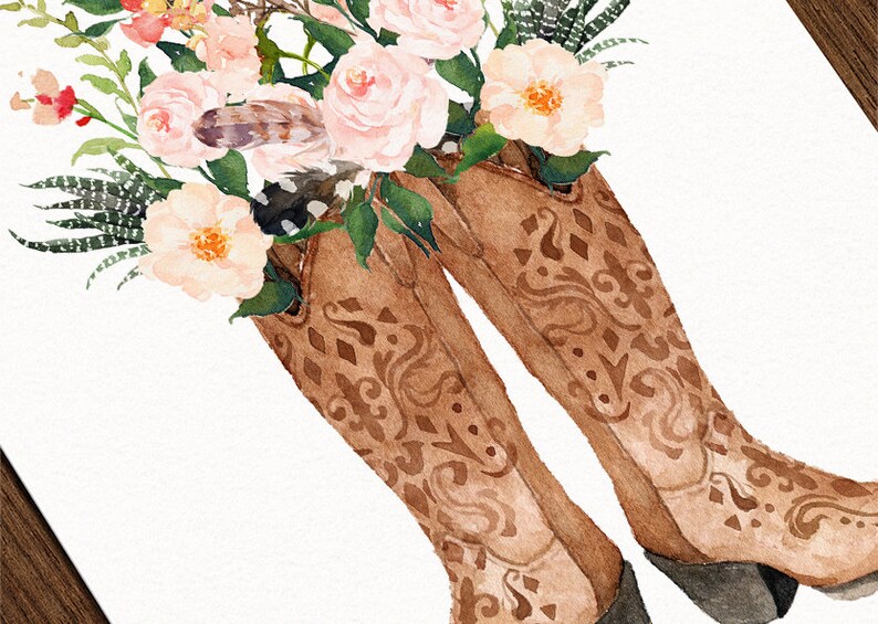 Cowboy Boots Art Print, Instant Download, Western Print, Farmhouse Decor, Boho Chic Decor, Country Home Decor, Rustic Wall Art image 4