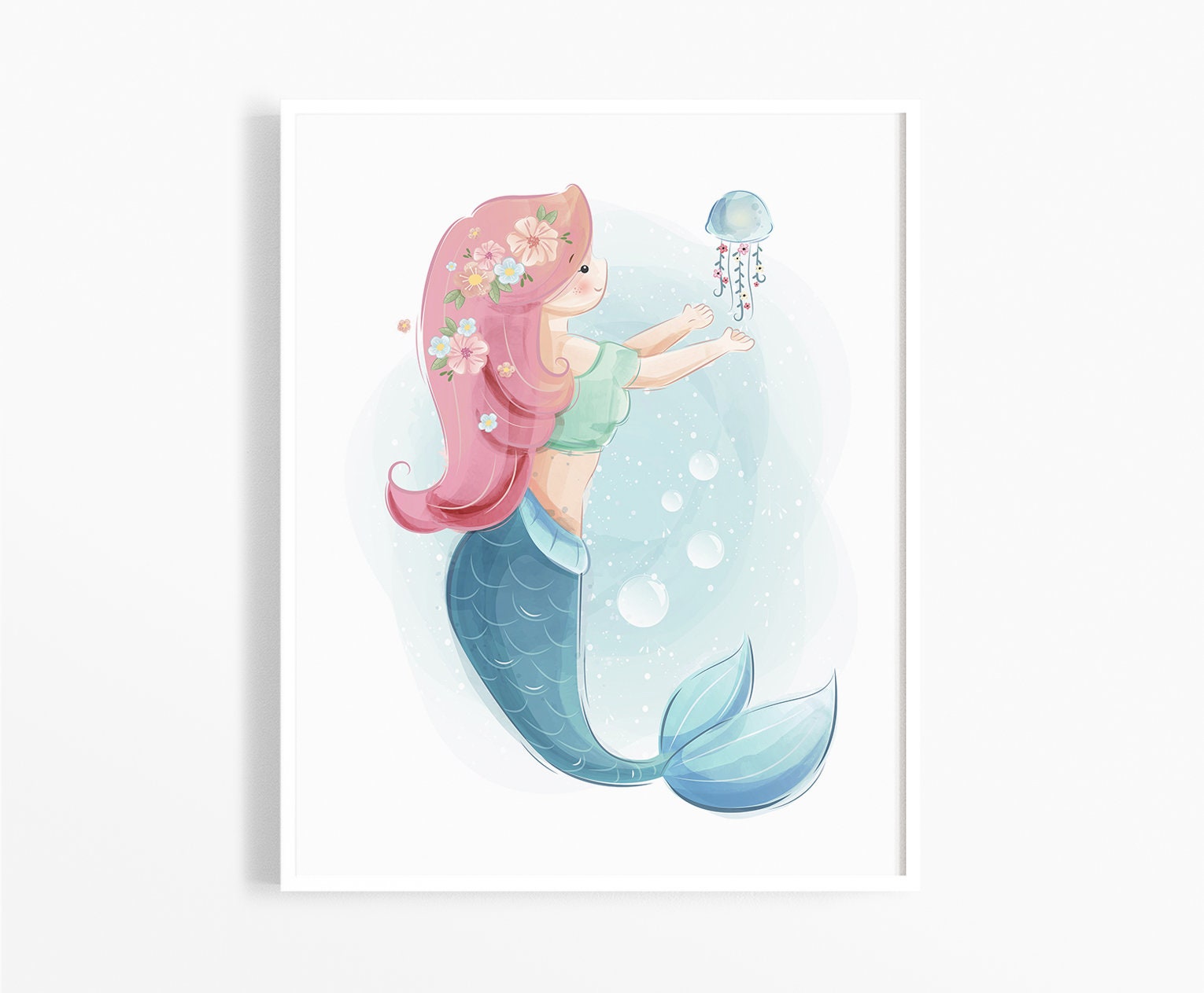 Mermaid Art Print Sea Animals Print Instant Download | Etsy