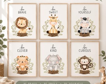 Watercolor Safari Animal Prints: Gender Neutral Nursery Decor (Digital Download)