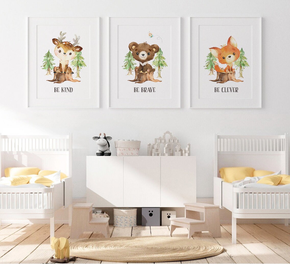 Woodland Nursery Decor Printable Wall Art Neutral Nursery Etsy