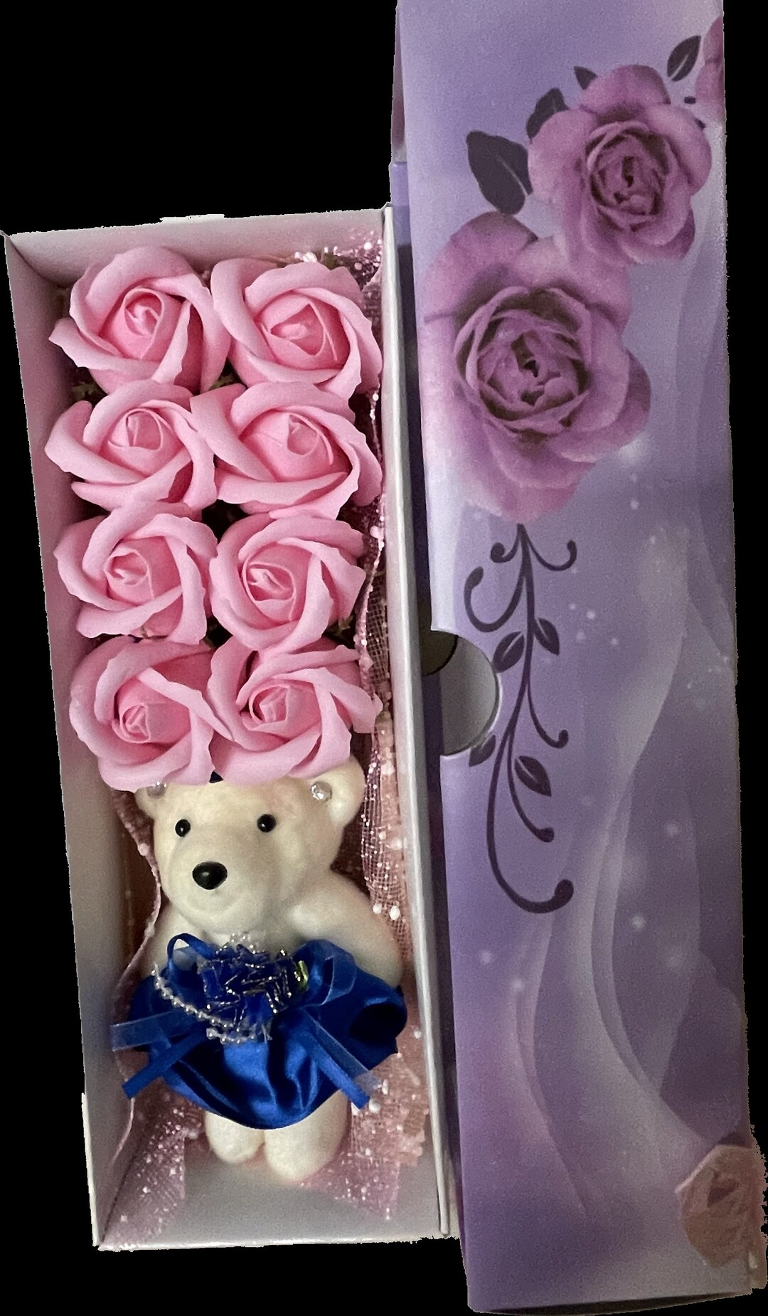 Luxury Faux Soap Flower Bear Gift Box - Perfect for Anniversaries ...