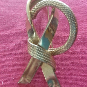 Vintage Goldtone Breast Cancer Design Brooch