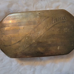 Antique Brass Dutch Inscribed Tobacco Box