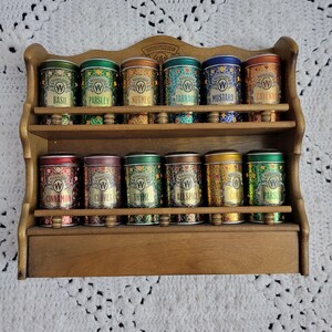Vintage Spice Shelf with 18 Spice Jars - Matthew Bullock Auctioneers