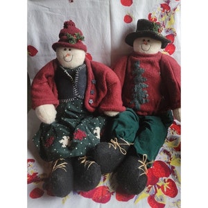 Winter Holiday Large Primitive Country Design Mr And Mrs Snowman