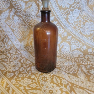 Vintage Apothecary Glass Amber Bottle