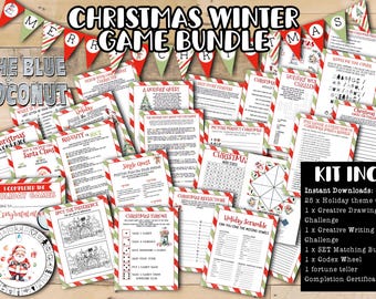 Christmas holidays winter party Printable 25 Game Bundle | family Party Games for Kids Teens and Adults | teacher Activities 8+ bunting
