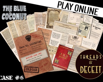 ONLINE detective case file, crime Cold case Murder, play online and Solve at home, Treads of deceit, mystery date night game, puzzle case 6