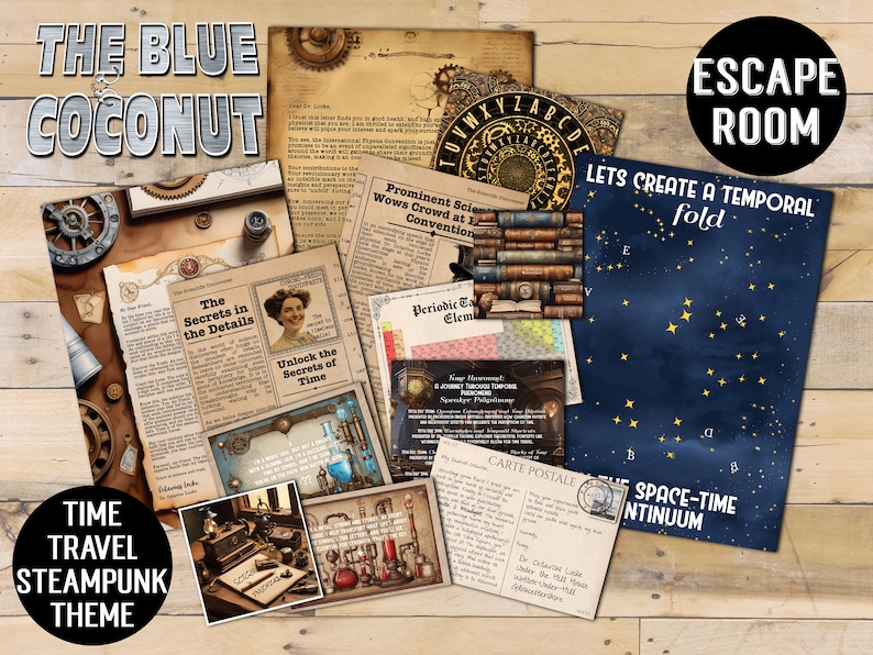 Locke's Legacy Printable Escape Room, Time Machine Steampunk, Tabletop
