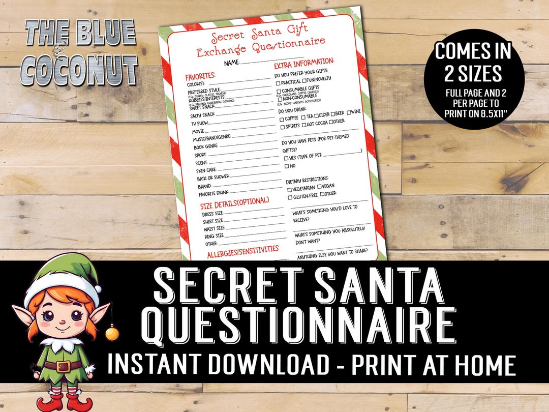 Secret Santa Friends Questionnaire.pdf This item is unavailable - Etsy