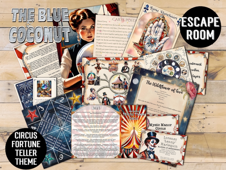 Circus of Secrets Printable Escape Room, Vintage Fortune Teller