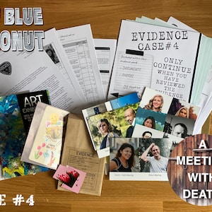 Tabletop detective case file, crime Cold case 4 Murder, POSTED to your door, A Meeting with death MURDER, murder mystery, date night puzzle