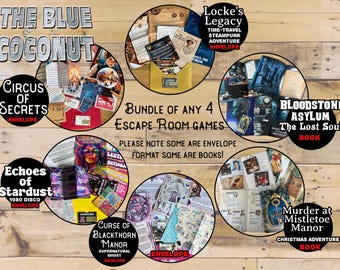 Escape Room 4 Game Bundle, Puzzle Mystery, Date Night, christmas Gift