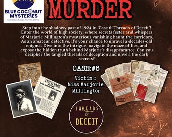 Historisch detectiveverhaal: Draden van bedrog - Print & Los op (PDF) | Onderzoek naar een onopgeloste zaak, moordmysterie uit de hogere kringen van de jaren 1920 - Spelavond