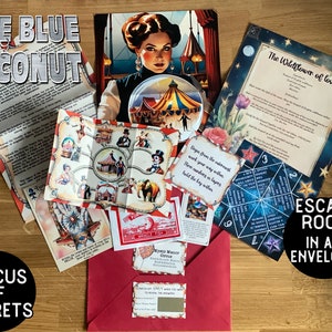 Circus of secrets, escape room in an envelope, Tabletop puzzles family and friends, teenager christmas gift, mystery, date night game night,