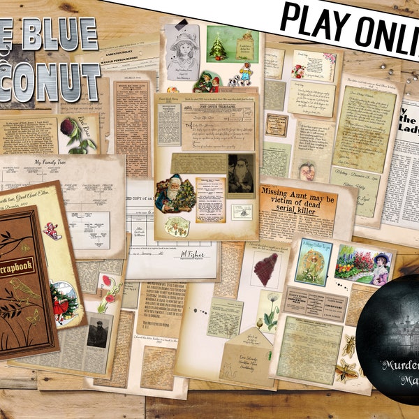ONLINE detective case file, crime Cold case 5 Murder, play online and Solve at home, murder at the manor, mystery date night game, puzzle