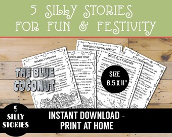 Silly Christmas Fill-in-the-Blank Stories & Coloring Pages | Printable Holiday Fun for Kids, printable at home.