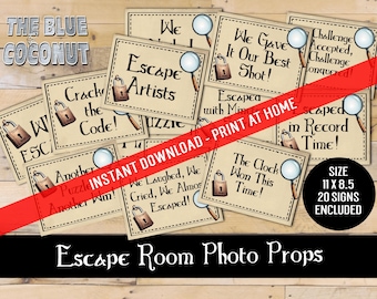 Escape Room Photo Booth Props: Fun Printable Signs (Digital Download)