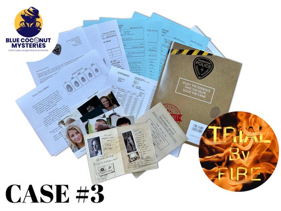 Perfect Gift for Mystery Lovers: Tabletop Detective cold Case 3 File 'Trial by Fire' | Murder Mystery Game for Date Night or Family Fun