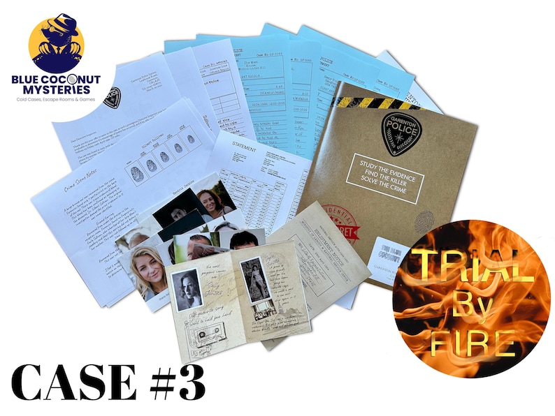 Perfect Gift for Mystery Lovers: Tabletop Detective cold Case 3 File 'Trial by Fire' | Murder Mystery Game for Date Night or Family Fun Bild 1