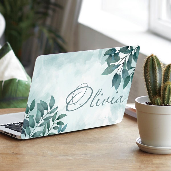 Florale Laptop Haut Personalisiert Aquarell Blätter Vinyl Aufkleber Dell Inspiron Hp Lenovo Asus Chromebook Acer Universal Hülle Jeder Laptop SQ271