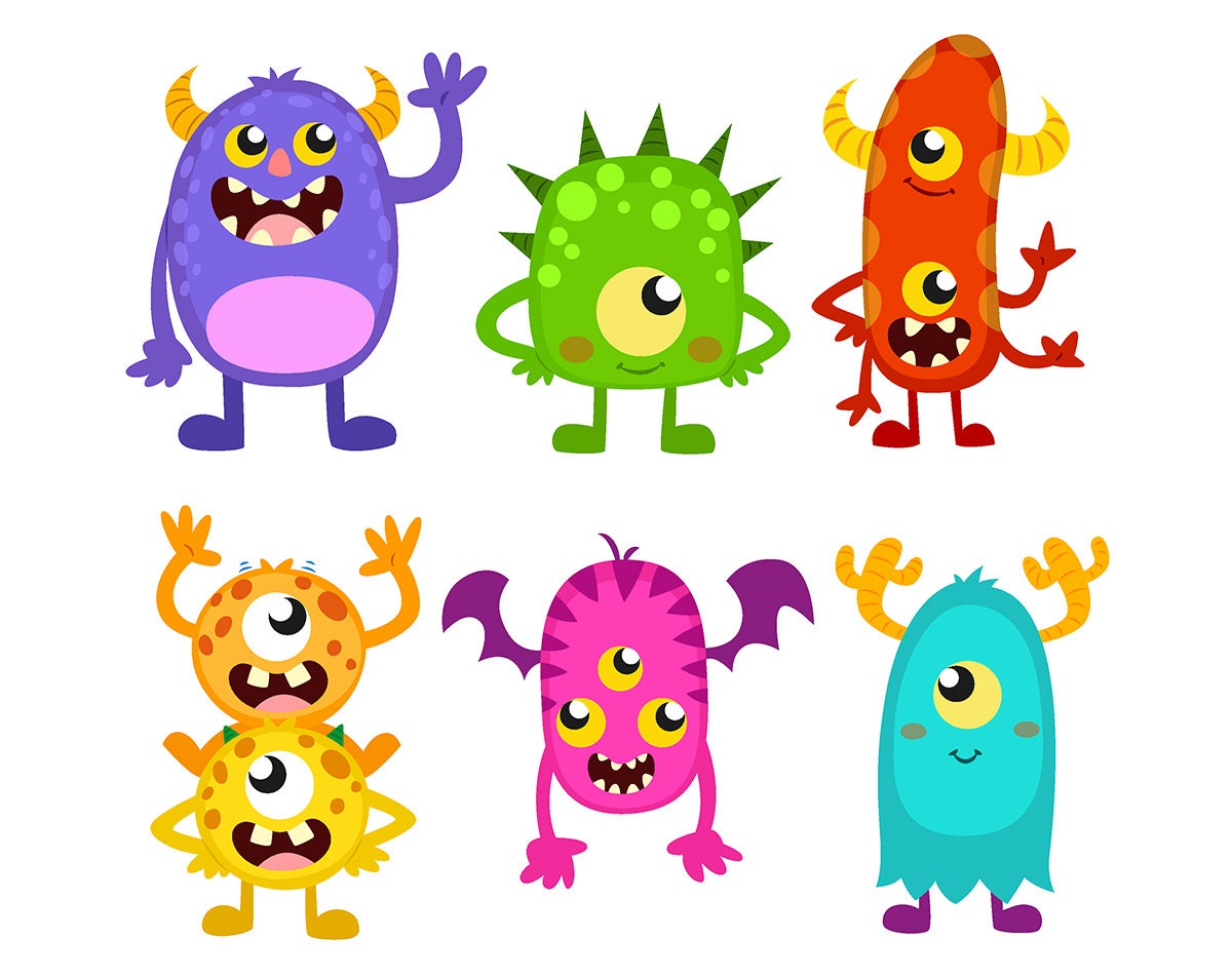Monster CLIPART Cute Funny Monsters Cliparts Monster Party Clip Art Invitat...