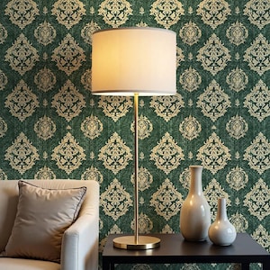 Bohemian William Morris Wallpaper – Dark Green Removable Wall Covering for Art Nouveau Decor VN97