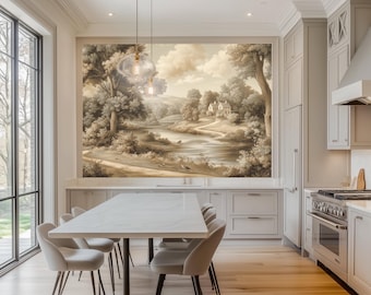 Papel tapiz de naturaleza antigua, mural botánico extraíble, decoración de pared vintage de estilo rústico para sala de estar RO10