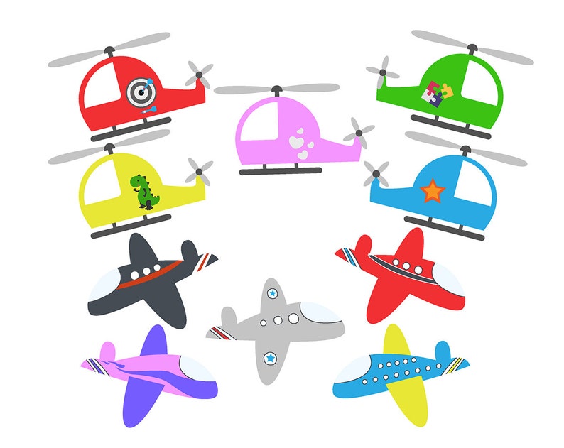 sale planes clipart set. helicopters clip art set