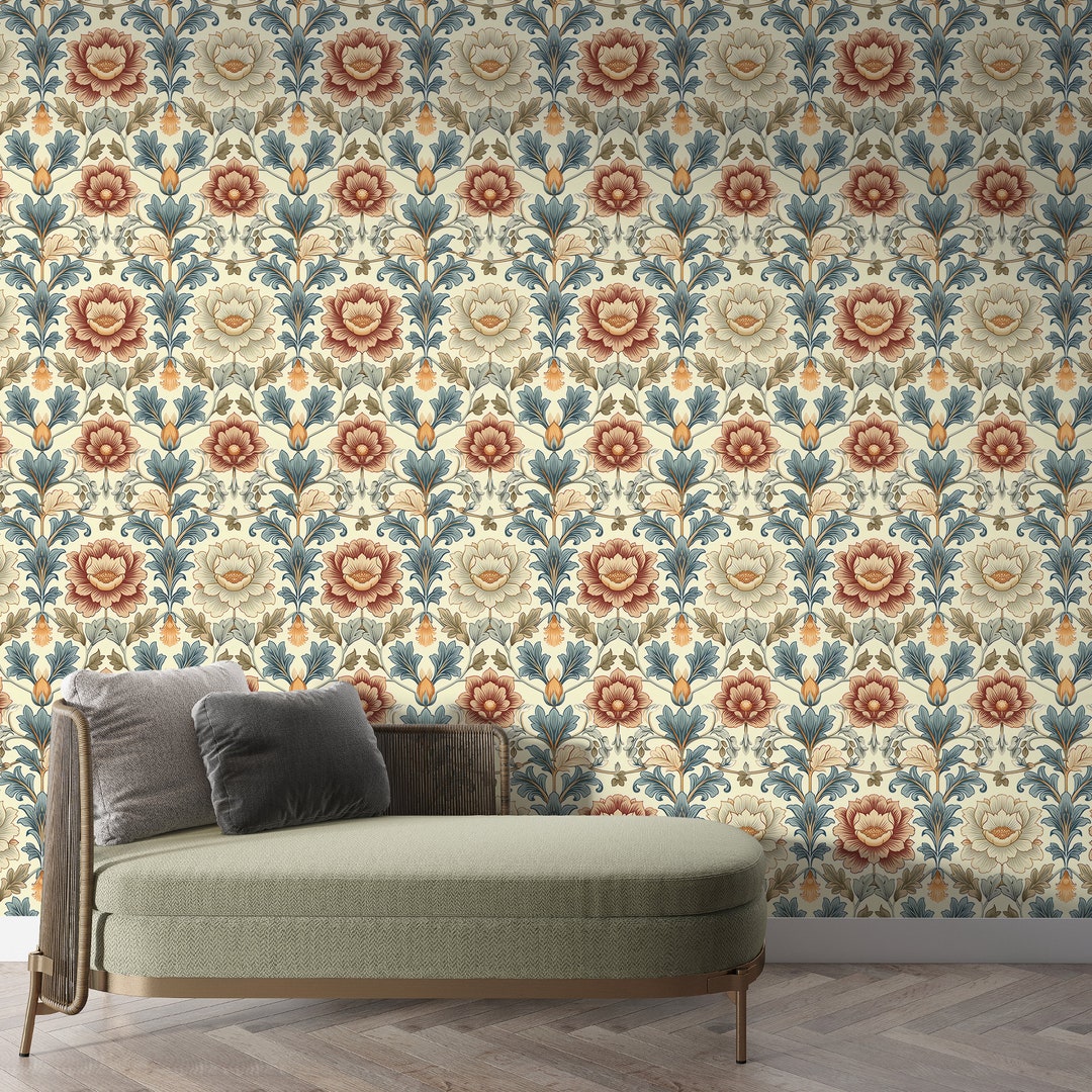 William Morris Floral Wallpaper Rolls Striped Luxury Wallpaper Vintage