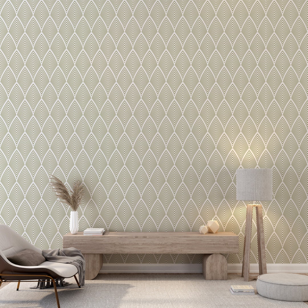 Sage Green Geometric Wallpaper, Vintage Eco Wallpaper Rolls ...