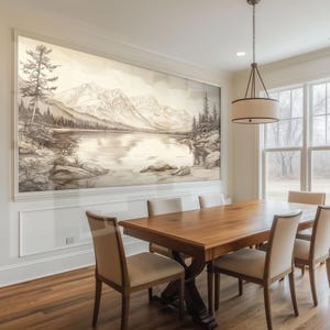 Bohemian Landscape Wall Mural, Vintage Floral Wall Art for Dining Room, Scenic Wallpaper for Walls RO57