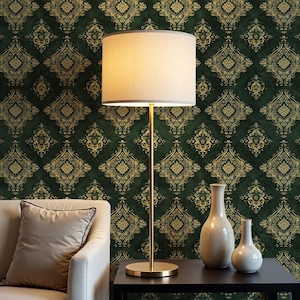 William Morris Green Wallpaper, Dark Green Peel and Stick Canvas for Cottage & Farmhouse Wall Decor VN99
