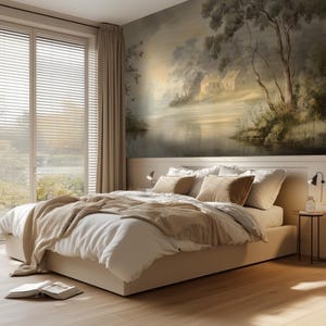 Royal Oak Vintage Landscape Wallpaper, Elegant Removable Wall Mural for Farmhouse Decor, Customizable Wall Art RO21