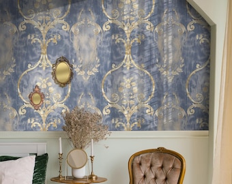 William Morris Damask Tapet: Avtagbar bohemisk väggmålning