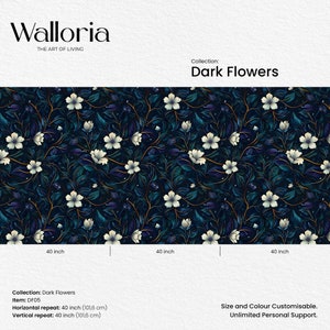 Immerse yourself in the beauty of nature with our Dark Botanical Peel and Stick Wallpaper. Featuring a secret garden of wildflowers, this maximalist accent wall decor brings a vibrant and lush feel to your space.