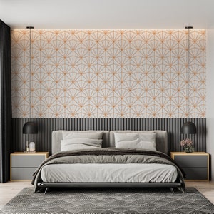 Scandinavian Geometric Peel and Stick Wallpaper: Terracotta Mural