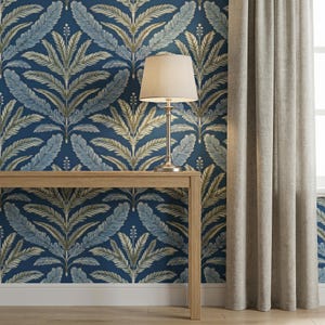Boho Blaue Tapete, William Morris Selbstklebende Leinwand, Bauernhaus & Cottage Wanddekoration VN30