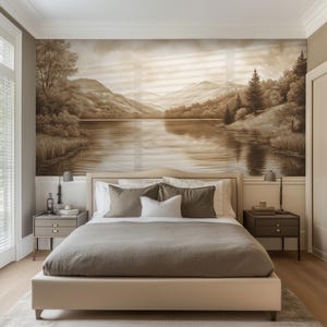 Rural Scenic Peel and Stick Mural, Custom Landscape Wallpaper, Traditional Mural for Natural Wall Decor RO73
