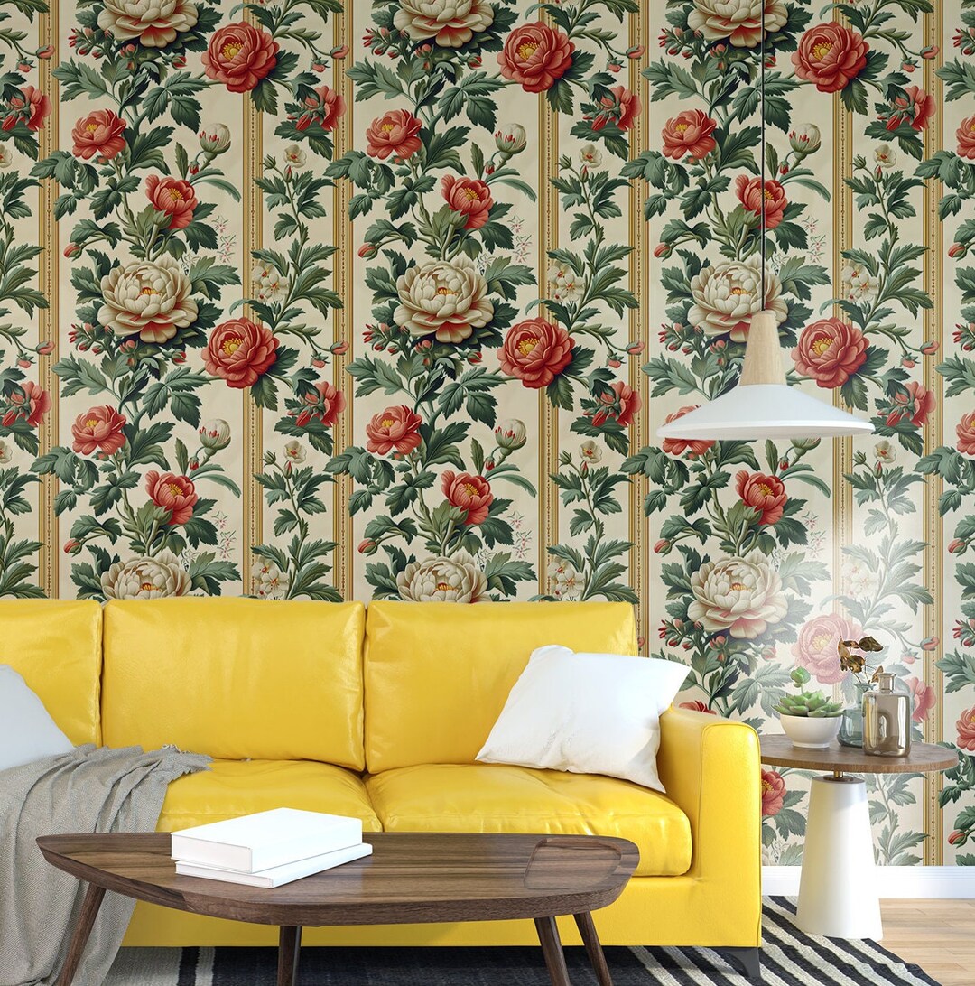 William Morris Floral Wallpaper Rolls Striped Luxury Wallpaper Vintage Living Room Wallpaper ...