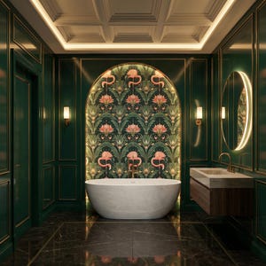 Dark Floral Flamingo Wallpaper: Art Deco Botanical Mural - DB09 image 6