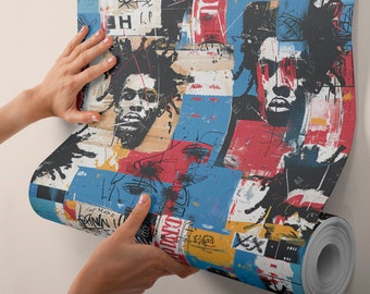 Basquiat Graffiti Wallpaper: Street Art Designer Wall Decor